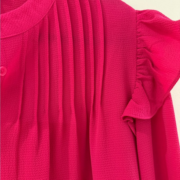 CeCe Shoulder Ruffle Hot Pink / Raspberry Top - Picture 4 of 12